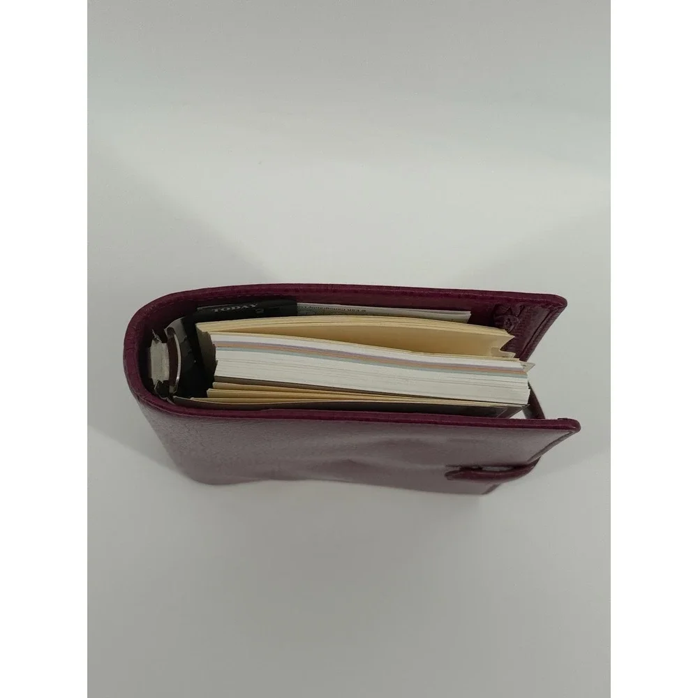 Filofax Raspberry Leather Finsbury Personal Organizer Planner 7.5